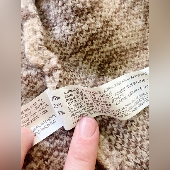 Zara Tribal Folk Print Wool Sweater Cardigan Hooded Brown Taupe Beige Tan 18m 2T - Picture 9 of 13